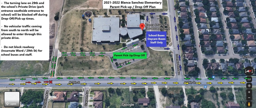 student drop off/pick up location