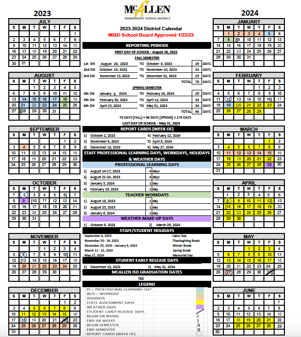 McAllen ISD 23 24 School Calendar Victor Fields Elementary
