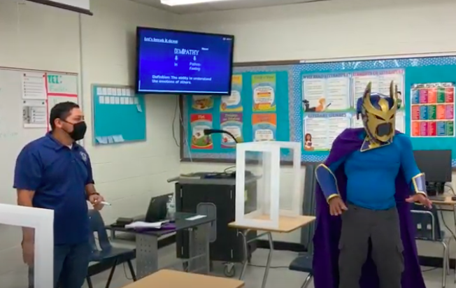 SuperOWL Visits Mr. Morin's Class