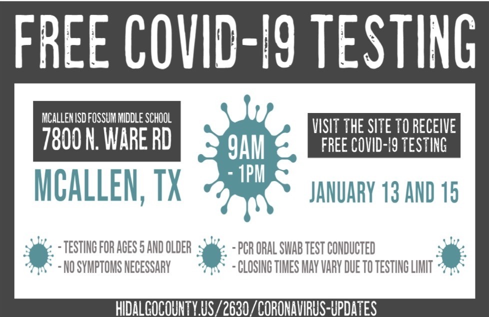 Free COVID-19 Testing Jan. 13 & 15