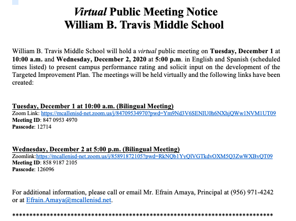 Travis MS Public Meeting