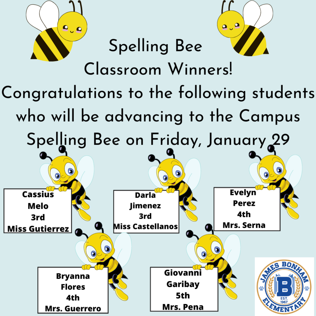 Spelling Bee classroom winners!
