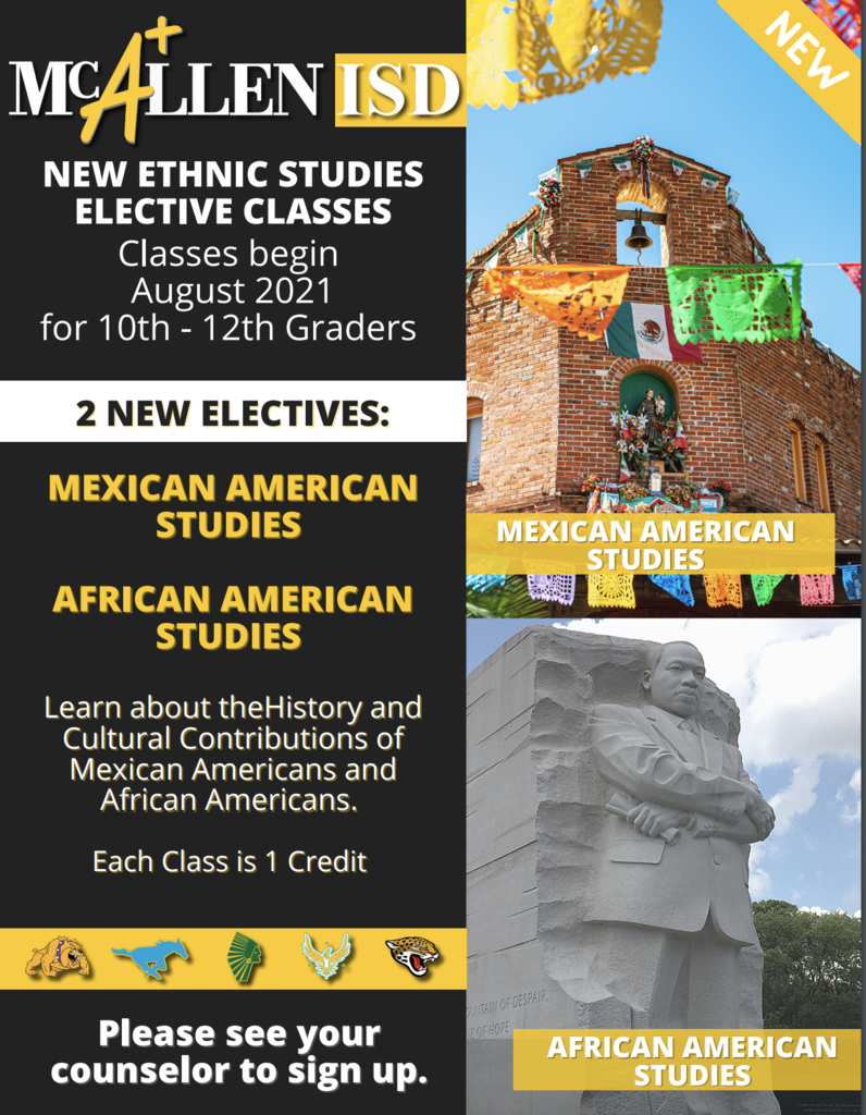 NEW ETHNIC STUDIES ELECTIVE CLASSES FOR 2021-2022