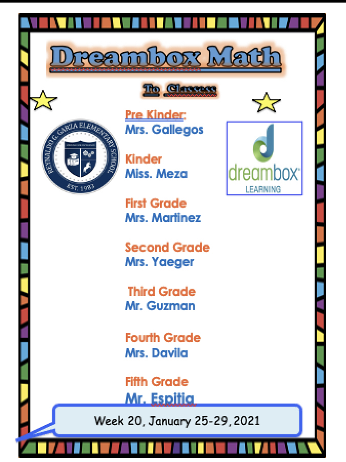 Weekly Top Dreambox Classrooms