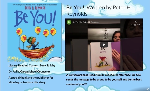 Book Talk:  Be You! by Dr, Avila, School Counselor
