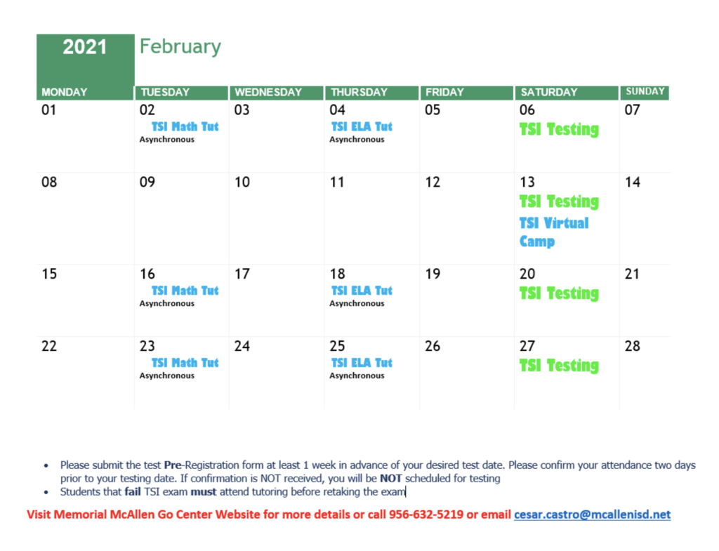 TSI February Calendar