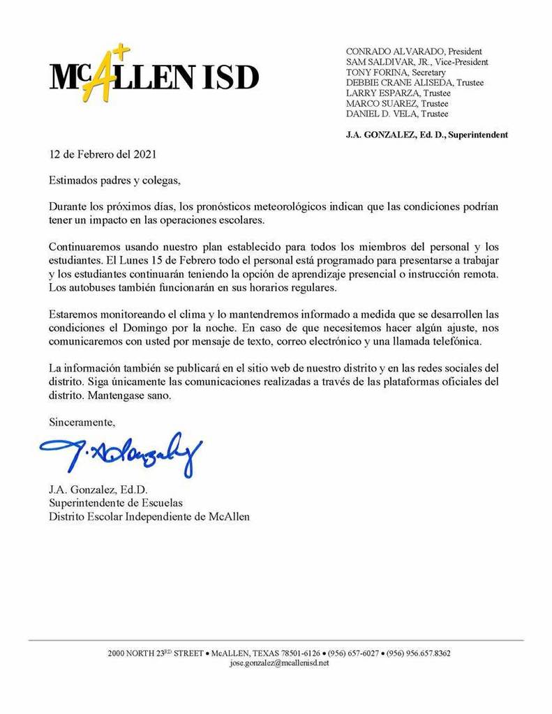 Weather Letter Spanish