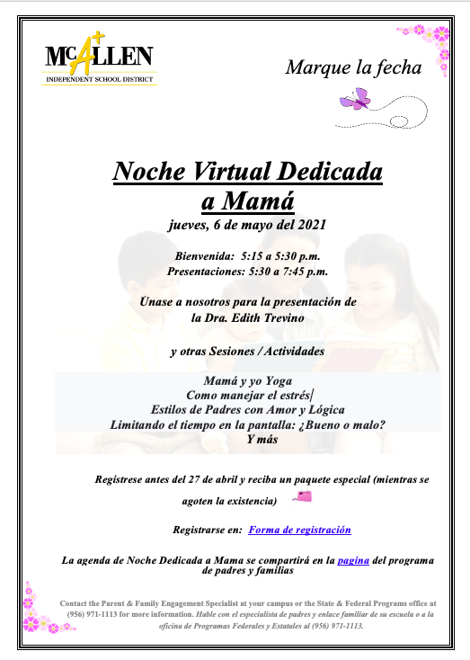Spanish Virtual Mother's Night Out Flyer