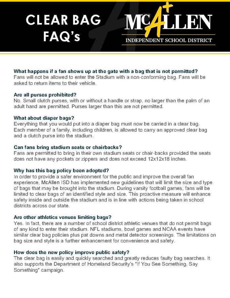 Clear Bag FAQ's 1