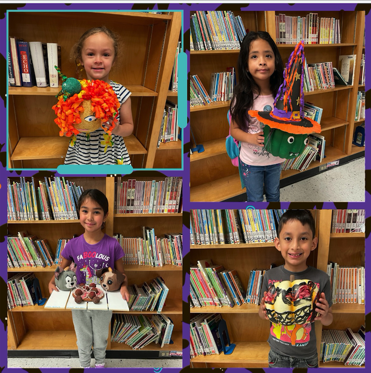 students with pumpkins
