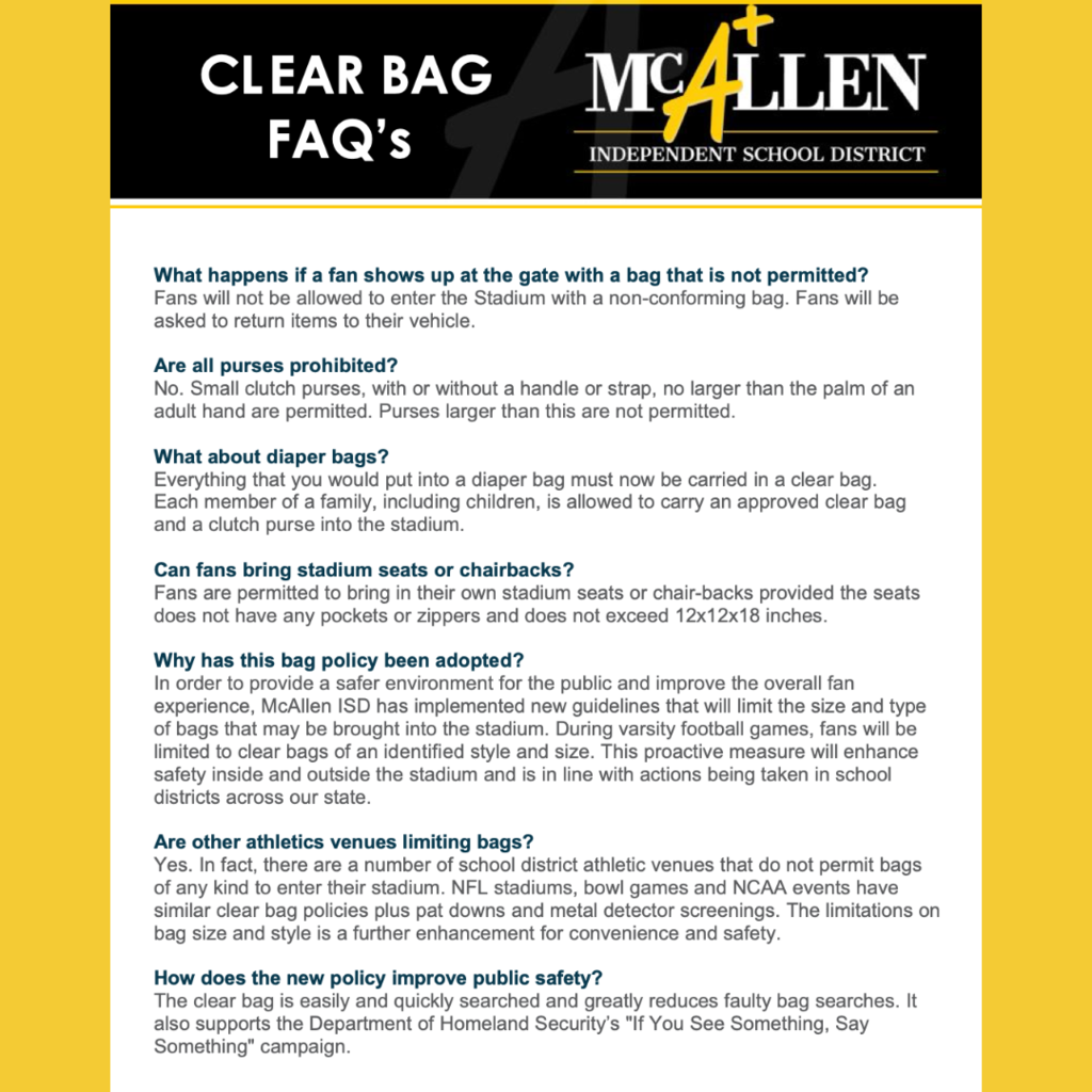 Clear Bag Policy 2022
