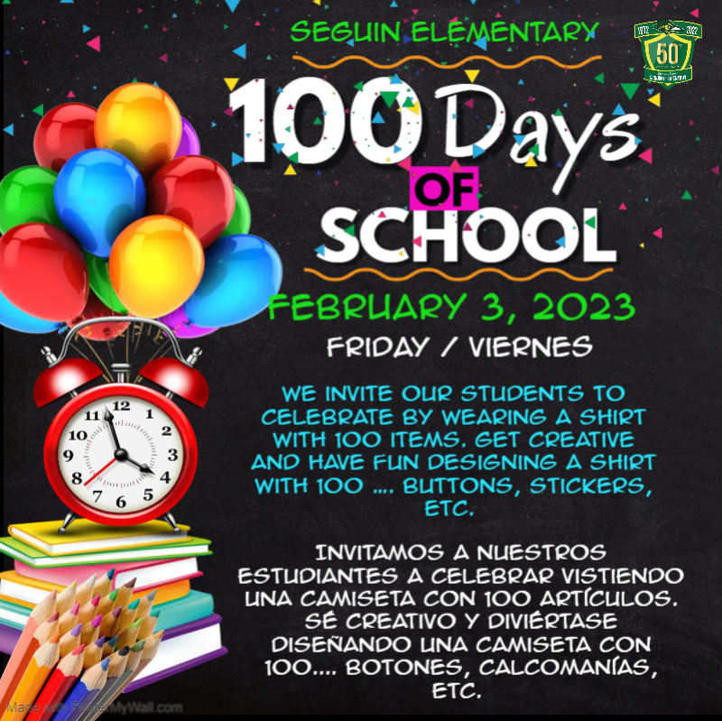 100 day of school information flier
