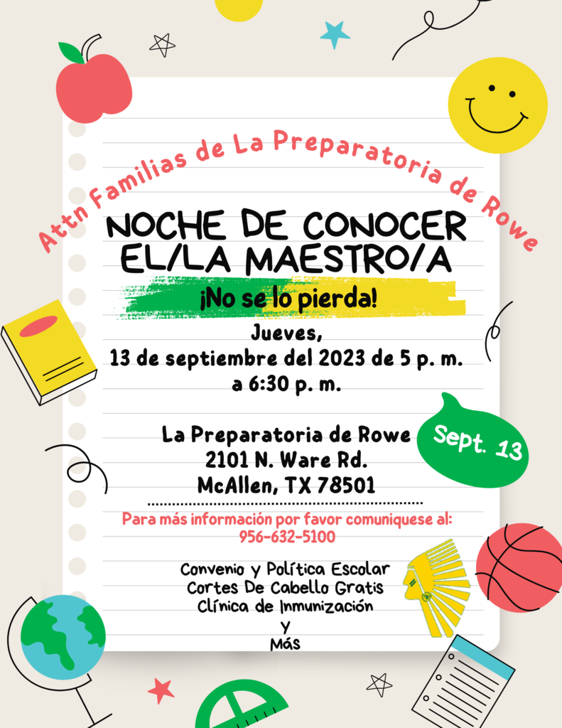 Meet the Teacher 9/13/23 Spanish flyer