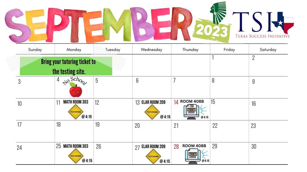 September 2023 TSI Calendar